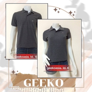 เสื้อโปโลกวาง Geeko แท้ 100%  ชาย/หญิง ID6 สีเทาท็อปดำ