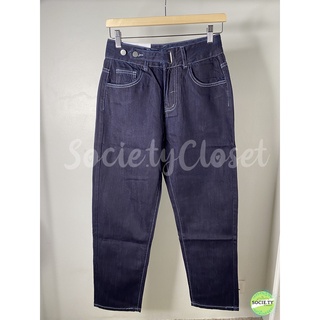 Socie.tycloset-G20กางเกงเอวสูงทรงบอยแต่งกระดุมเข็มขัด