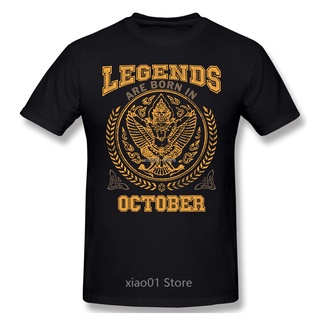 พร้อมส่ง เสื้อยืดแขนสั้น ผ้าฝ้าย พิมพ์ลาย Legends Are Born In October หลากสี แฟชั่นฤดูร้อน สําหรับผู้ชายสามารถปรับแต่งได