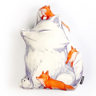 หมอนอิงลาย จิ้งจอกหิมะ ของขวัญ วันปีใหม่ /  Snow Fox Doll Pillow  Gift New Year