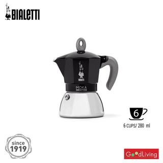 Bialetti หม้อต้มกาแฟ Moka Pot รุ่น Moka Induction โมคาอินดักชั่น สีดำ ขนาด 6 ถ้วย