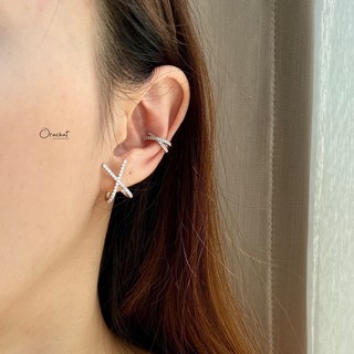 X blink earrings set. (เซ็ตต่างหูและ ear cuff งานชุบทองคำขาว เพชร CZ)