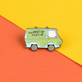 The Mystery Machine enamel pin Green bus Anime badges Clothes bag Lapel pins brooches Cartoon Jewelry Gifts