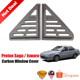 Proton Saga Iswara ฝาครอบหน้าต่างรถยนต์ คาร์บอน 3D ทรงสามเหลี่ยม