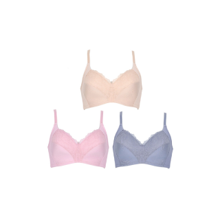 Wacoal Surprise Wireless Lace Bra บราไร้โครง ตกแต่งลูกไม้ set 3 ชิ้น รุ่น WB9V05 คละสี