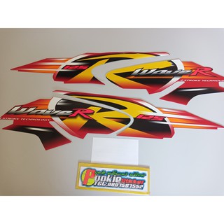 สติ๊กเกอร์ WAVE 125 R แท้โรงงาน สีแดง  ปี 2004 รุ่น 7 คุณภาพดี ราคาถูกที่สุด