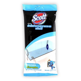 💥โปรสุดพิเศษ!!!💥 สก๊อตต์ ผ้าเช็ดทำความสะอาดกระจกพร้อมใช้ 30 แผ่น SCOTT Wipes Glass Cleaner 30 Sheets