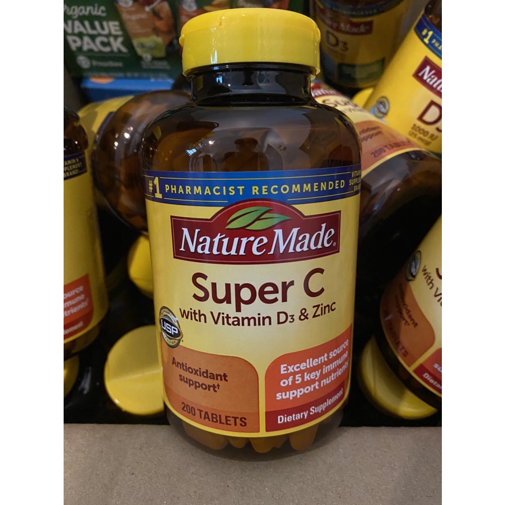 Nature Made Super C พร้อม Vitamin D3&Zicn DEC/2023วิตามินนำเข้ามาจากอเมริกาแท้ พร้อมส่งที่ไทย