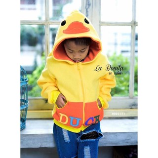 เสื้อกันหนาว หัวการ์ตูนดัง  ไซส์เด็ก - DUCK YELLOW