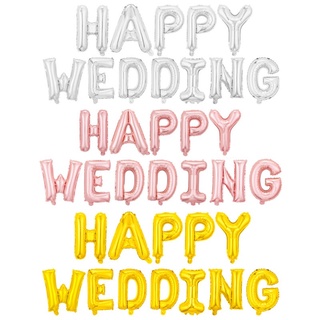 🔥ส่งด่วน🔥 บอลลูนฟอยล์รูปตัวอักษร Happy Wedding Sweet Wedding 16 นิ้ว 12 ชิ้นสําหรับตกแต่ง