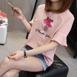 LHfashion👗 เสื้อยืดสาวหวานน่ารักมุ้งมิ้ง ขายดีตลอดกาล ฟรุ้งฟริ้งมากเวอร์ ❣