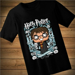 #076 เสื้อยืดลายการ์ตูน HARRY POTTER เสื้อยืดสีดำ เสื้อใส่เล่น เสื้อยืด เสื้อคอกลม ใส่สบาย เสื้อสกรีน เสื้อสั่งทำ เสื้อ