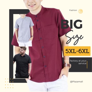 เสื้อคนอ้วน ไซส์ใหญ่ Big size คอจีน/คอปก/แขนสั้น 5XL/6XL ผ้า OXFORD เสื้อเชิ้ตผู้ชาย คอจีนแขนสั้น เสื้อเชิ้ตคอจีน