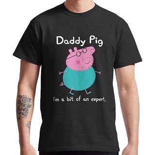 เสื้อยืดวินเทจเสื้อยืดแขนยาว มีฮู้ด พิมพ์ลาย Daddy Pig Im an Expert น่ารัก คลาสสิก สําหรับผู้ชาย 331745S-5XL