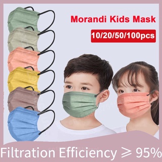 Morandi หน้ากากอนามัย แบบใช้แล้วทิ้ง 4 ชั้น สําหรับเด็กอายุ 3-12 ปี 10-50 ชิ้น