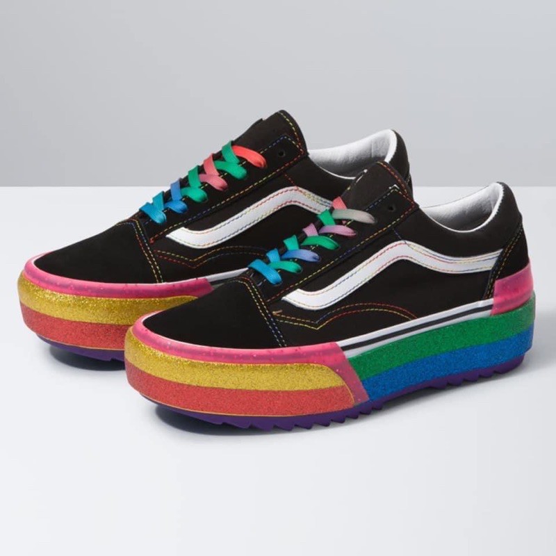 rainbow stacked vans
