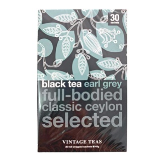 วินเทจทีส์ ชาเอิร์ลเกรย์ ชาซีลอนแบบดั้งเดิม 30 ซอง - Vintage teas Earl Grey Black Tea Classic Ceylon Origin 30 tea bags