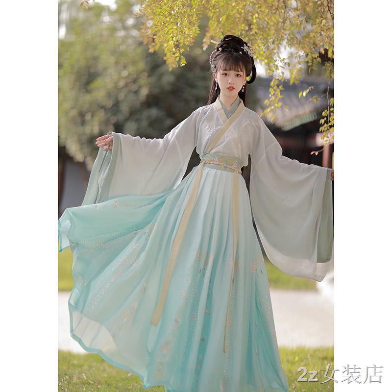 ต้นฉบับและของแท้ Hanfu Hanfu ผู้หญิงคอปกกว้างเอวชุดฤดูใบไม้ร่วงและฤดูหนาว