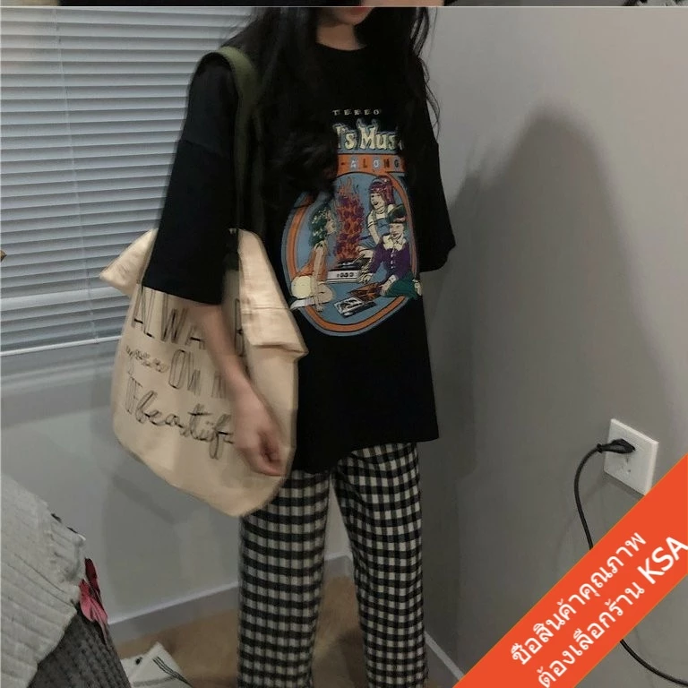 KSAเสื้อยืดผู้หญิงสีขาวทรงใหญ่สไตล์เกาหลีOversizeT-shirts เสื้อผ้าแฟชั่นสาวอวบแขนสั้นพิมพ์สีลาย  เสื้อโอเวอร์ไซส์ผู้หญิง thumbnail 9