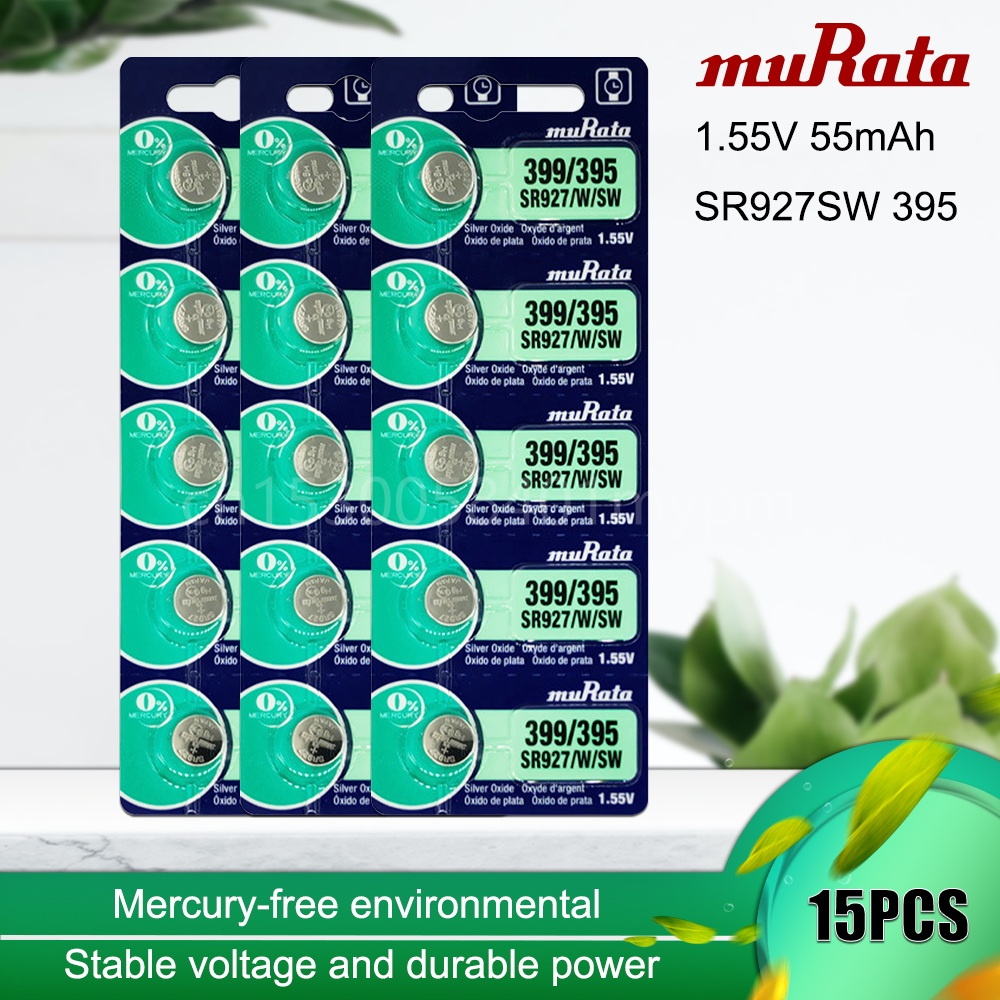 15PCS MURATA 100% Original 395 SR927SW 399 SR927W LR927 AG7 1.55V Watch Battery SR927SW 395 Button C
