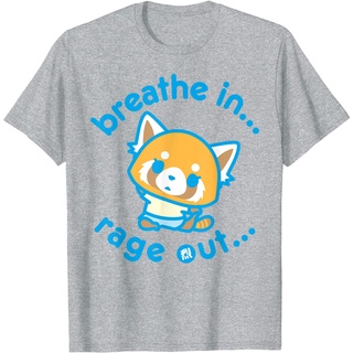 เสื้อยืดลําลอง แขนสั้น พิมพ์ลาย Aggretsuko Yoga Breathe In Rage Out สไตล์เกาหลี คุณภาพสูง เป็นที่นิยมS-5XL