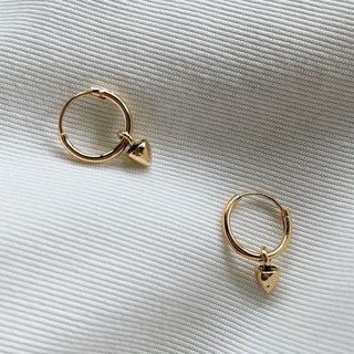 Tiny Spike Hoops, 18K Gold Plated Sterling Silver Earrings E0038 | เงินแท้ 925 ชุบทองเเท้ 18 กะรัต