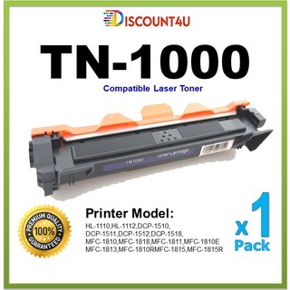 แหล่งขายและราคาDiscount4U .. ตลับหมึก Toner TN1000 For HL-1110/HL-1210/DCP-1510/DCP1610w/MFC-1810-1815-1910อาจถูกใจคุณ