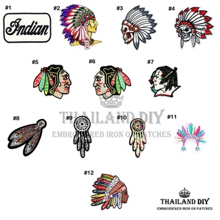 ตัวรีดติดเสื้อ ลาย อินเดียนแดง อินเดียน ตาข่ายดักฝัน Red Indian Dream Catcher Patch งานปัก WOP DIY ตัวรีด อาร์มติดเสื้อ