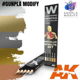 AK INTERACTIVE ชุดดินสอทำเวเทอริ่ง Weathering Pencil For Modeling (Metallic Effects Set)