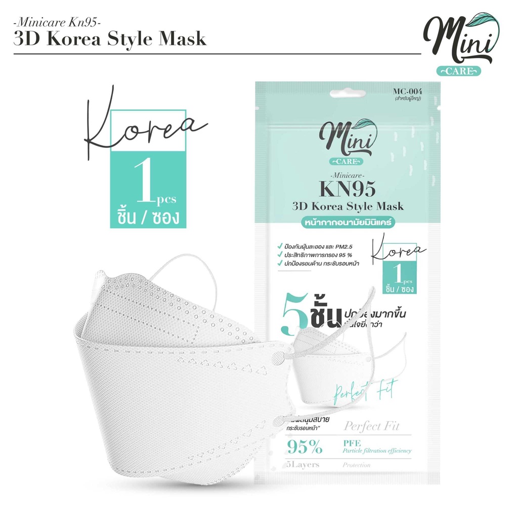 MINICARE KN95 3D MASK ADULT MC-004|หน้ากากอนามัย สไตล์เกาหลี กรอง 4 ชั้น (ผู้ใหญ่)
