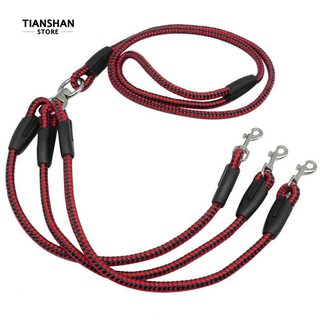 TianShan สัตว์เลี้ยงสุนัข 3 Way Nylon ทอเสริม Coupler Leash No-Tangle 3 สุนัขเดินขนาดเล็กเดิน