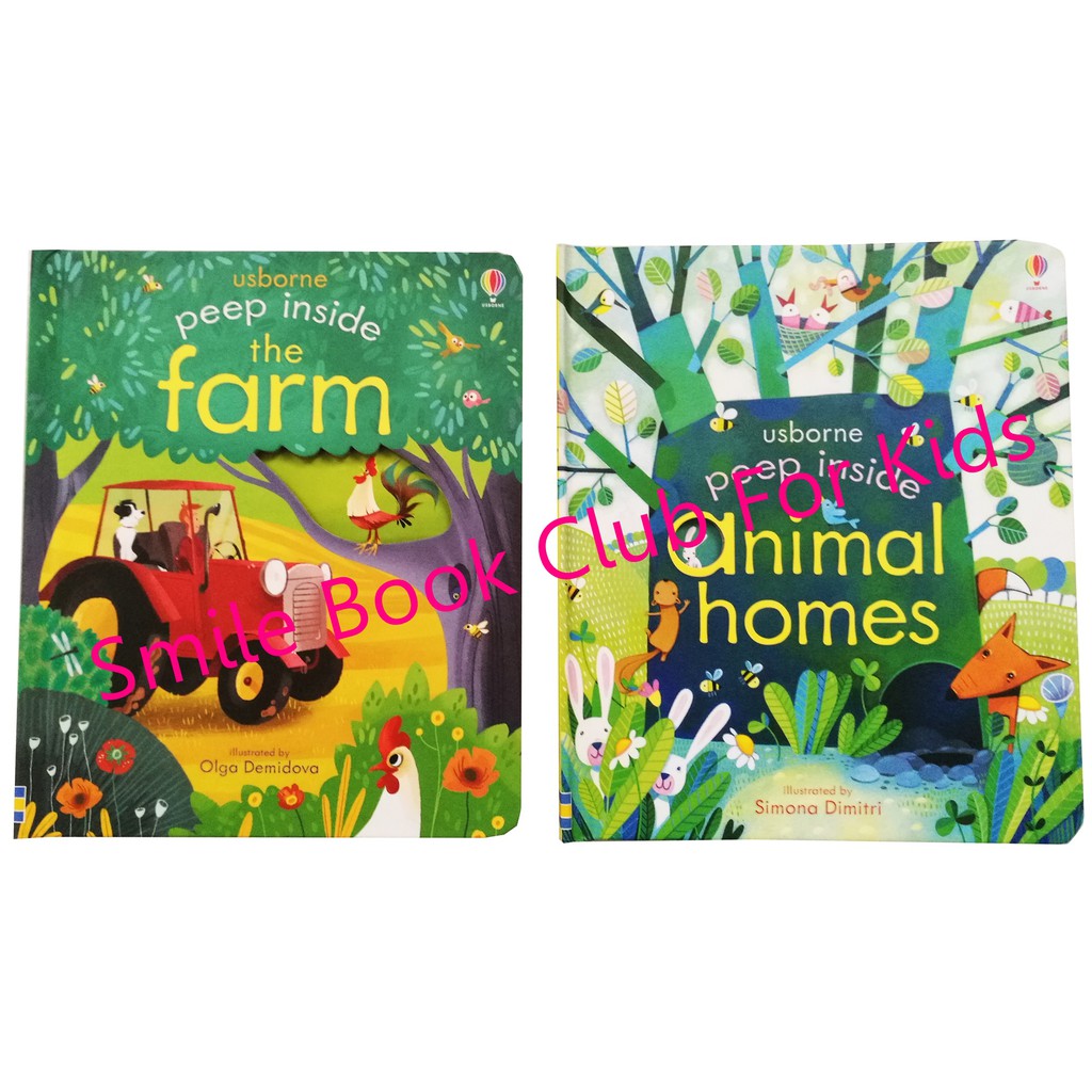 [In Stock] Usborne Peep Inside - Animal Homes / The Farm (2 Books) (ของแท้นำเข้าจากอังกฤษ ไม่ใช่ของก๊อปปี้จีน)