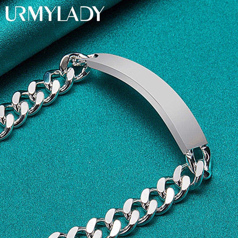 Urmylady สร้อยข้อมือเงินแท้ 925 10 มม. เครื่องประดับแฟชั่น สําหรับผู้ชาย ผู้หญิง งานหมั้น งานแต่งงาน