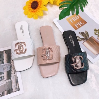 รองเท้าแตะสวม แต่งอะไหล่ CG งานจริงสวยกว่าในรูป ไซส์ผู้หญิง36-40