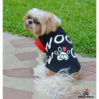 Pet cloths -Doggydolly  เสื้อผ้าแฟชั่น  ผ้าสัตว์เลี้ยง ชุดหมาแมว  คอกลมผ้ายืด   T600 สีดำ