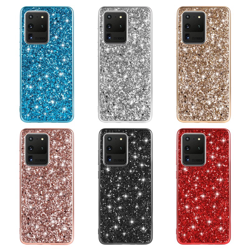 Case Samsung Galaxy S20 Ultra S20 Plus S20+ A51 A71 M30 M20 M10 A10S A20S A80 A70 A60 A50 A40 A30 A20 A10 A10E A20E Note 10 Plus Note 9 Note 8 S10 Plus S9 Plus S8 Plus S7 Edge A9 Pro A7 2018 J4 Plus J6 Plus Electroplated Glitter Non-Slip Case Cover