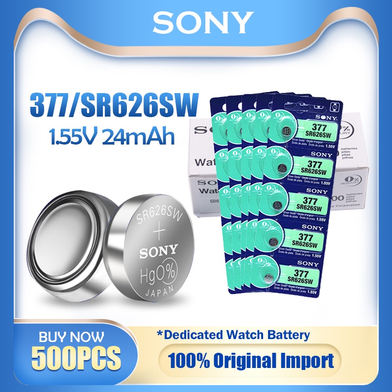 500PCS Original Sony 377 377A SR626SW SR626 AG4 1.55V Silver Oxide Battery For Toys Watch Battery MA