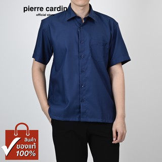 Pierre Cardin เสื้อเชิ้ตแขนสั้น Basic Fit รุ่นมีกระเป๋า ผ้า Cotton 100% [SJJ0231-N3]