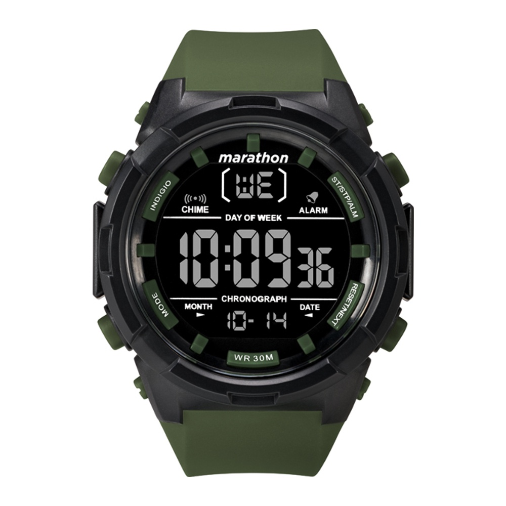 Timex TW5M22200 Marathon นาฬิกาข้อมือผู้ชาย สีเขียว หน้าปัด 50 มม.