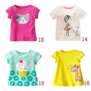 ฤดูร้อนบางเสื้อยืดสำหรับเด็กหญิงผ้าฝ้ายเสื้อยืดแขนสั้นรูปแบบการ์ตูน