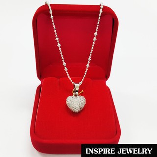 Inspire Jewelry ชุดเซ็ทสร้อยคอพร้อมจี้หัวใจฝังเพชร