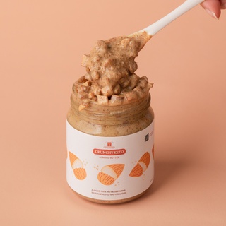 เนยถั่วคีโต อัลมอนด์ 100%  เนื้อครั้นชี่ Crunchy Keto Almond butter เนยอัลมอนด์สูตรคีโตรสออริจินัลแบบครั้นชี่ เนยถั่ว