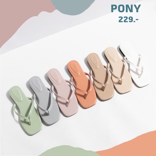 รองเท้าแตะสีพื้น สไตล์มินิมอล #zherlinpony สีขาว /ครีม /น้ำตาล /กะปิ /เขียว /เทาฟ้า /ส้ม