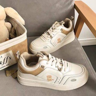 ร้องเท้าผ้าใบ รองเท้าสลิปออน รองเท้า Little Bear White Womens อเนกประสงค์2021รองเท้าผ้าใบฤดูใบไม้ผลิใหม่ Internet celeb