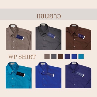 แขนยาว / เสื้อเชิ้ตoffice ชายโค้งไหล่2ชั้น พื้นสี ผ้าTCcomb.twill