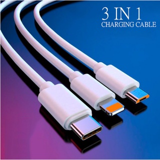 3 In 1 สายชาร์จเร็ว อเนกประสงค์ 1 เมตร 5V 2A 3.0 Type C สําหรับ Android Type-C IP Micro ชาร์จเร็ว USB Mini