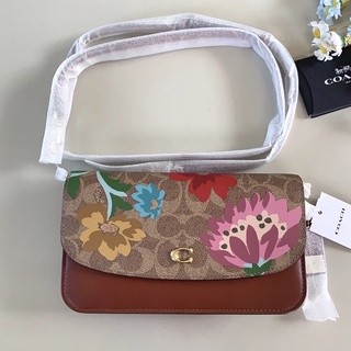 🎀 (สด-ผ่อน) กระเป๋าสะพาย Shop 8 นิ้ว ลายดอกไม้ C7871 Hayden Crossbody In Signature Canvas With Floral Bouquet