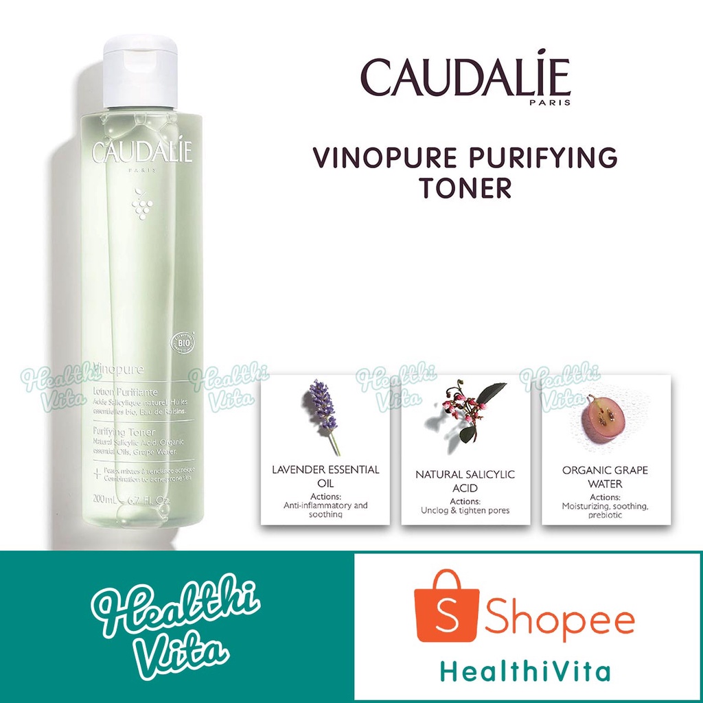 แพ็คเกจใหม่ CAUDALIE Vinopure Clear Skin Purifying Toner 200 ml. ล็อตใหม่
