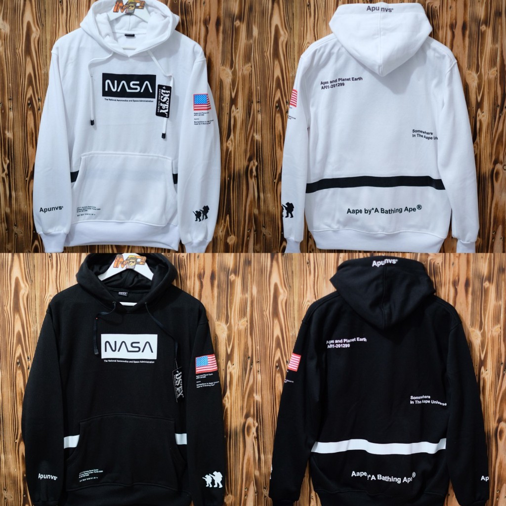 NASA AAPE เสื้อกันหนาวมีฮู้ด / NASA Premium เสื้อกันหนาวมีฮู้ด