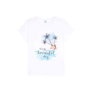 AIIZ (เอ ทู แซด) - เสื้อยืดเด็กผู้หญิง ลายกราฟิก ผ้าคอตตอน  Girls White Tee Graphic